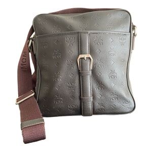 MCM Aren/Klassic Embossed Leather Messenger Crossbody